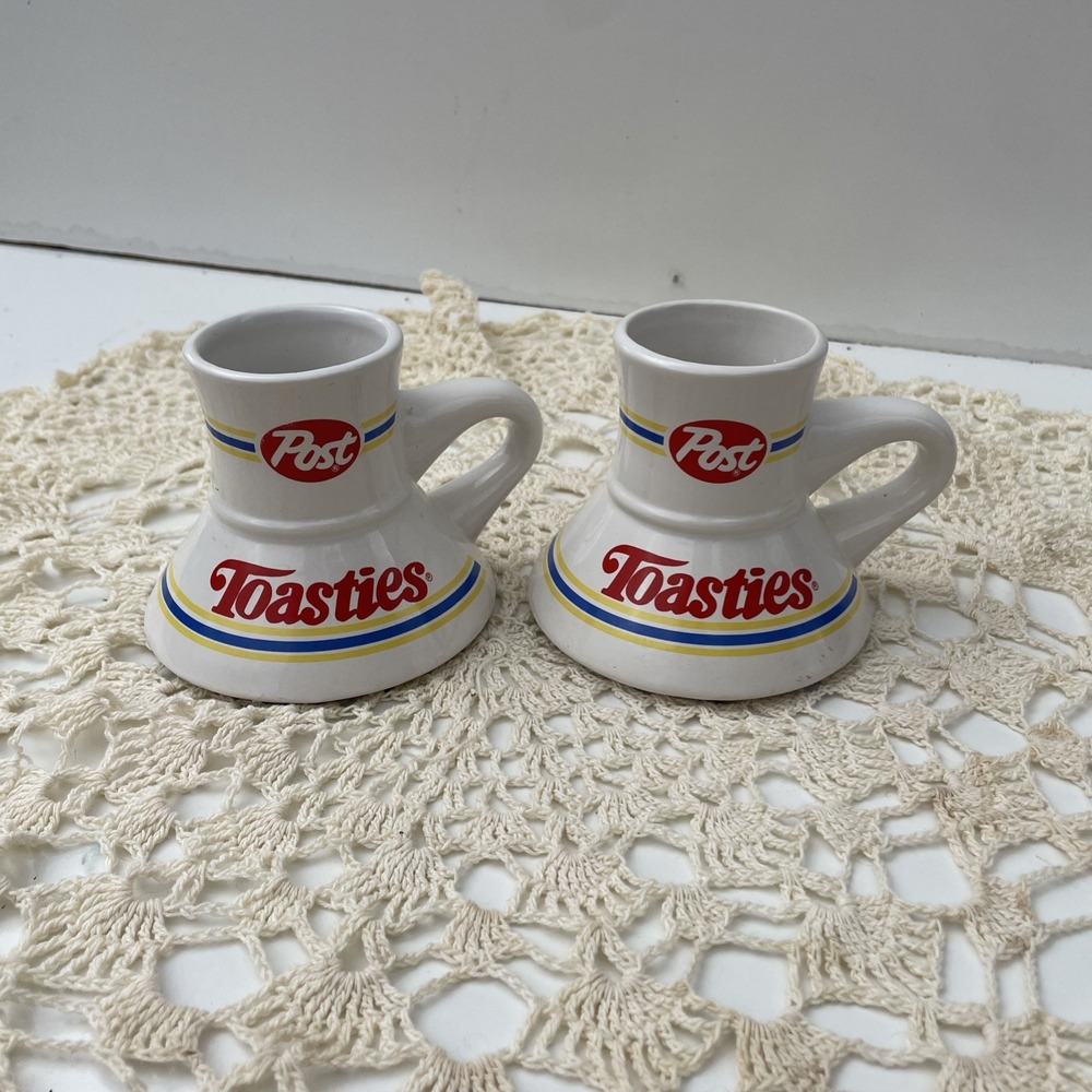 Post Toasties Cereal Wide Bottom Ceramic No Spill Mugs Promotional Vintage 2